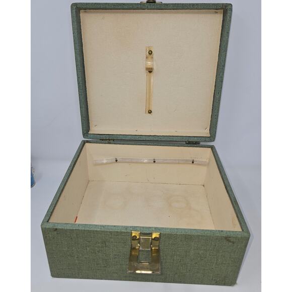 Vintage Green Wood Sewing Box w/ Spool Caddy 70+ Thread Spools JP Coats TG&Y - Picture 14 of 16
